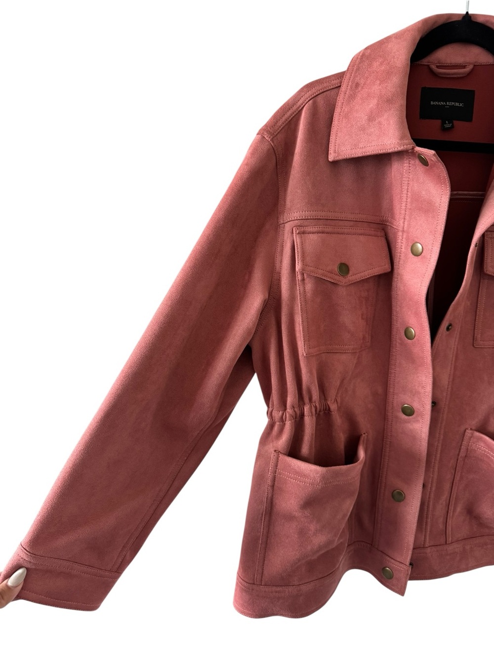 Banana Republic Suede-Look Utility Jacket in Dusty Rose - Picture 6 of 8